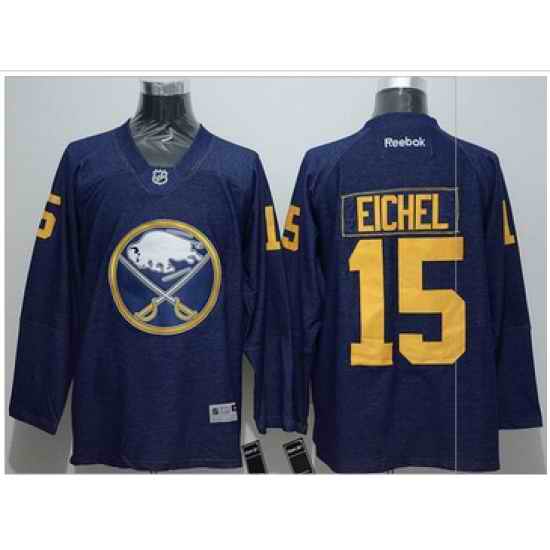 Buffalo Sabres #15 Jack Eichel Navy Blue Denim Stitched NHL Jersey